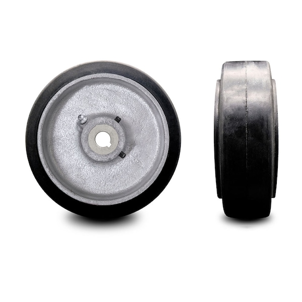 5" x 2" Rubber Tread on Cast Iron Keyed Drive Wheel - 18mm Bore -